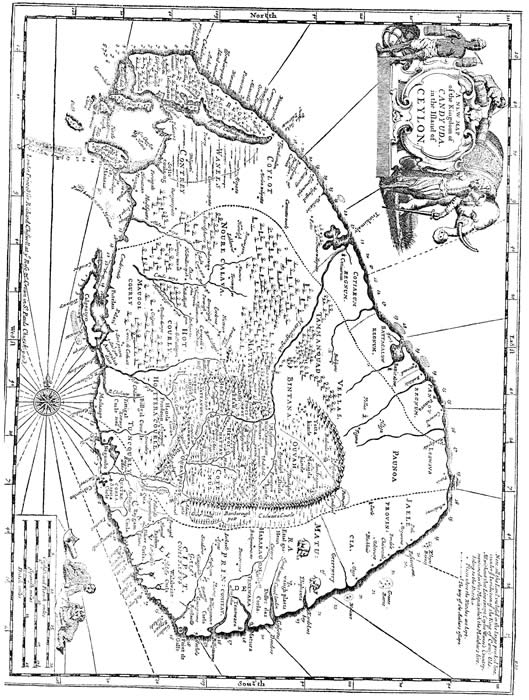 Robert Knox 1681 map of Ceylon [Sri Lanka]