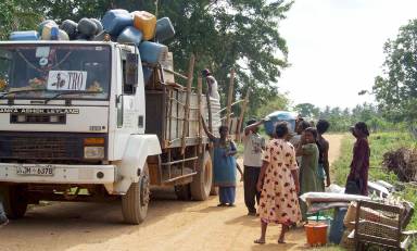 IDPs waiting for TRO transport in Vanni Sri Lanka August 2008
