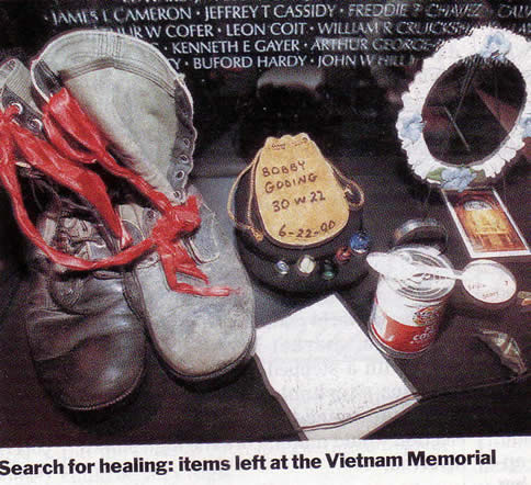 Items left at Vietnam Memorial