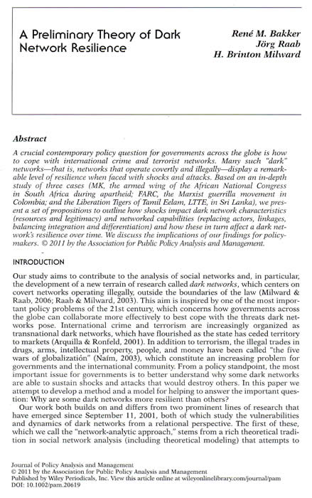 Bakker et al A Preliminary Theory of Dark Network Resilience 2011 LTTE