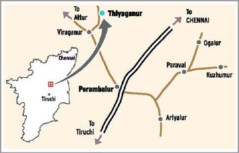 Thiyaganur map location in Tamil Nadu