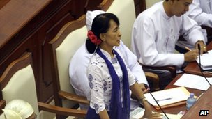 Aung San Suu Kyi in Burma's parliament