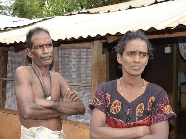 Resettled Tamils like Selvi and Gunaratnam (Jaffna) are unhappy in government-sponsored dwellings.
