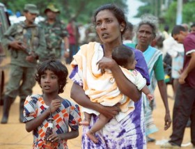 Tamil refugees fleeing Vaharai Jan 18, 2006 Gulf Times