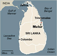 Mutur Sri Lanka map