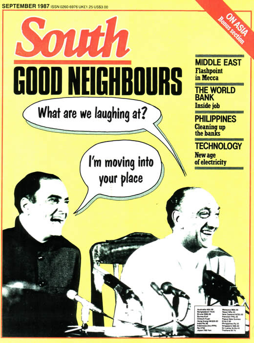 'South' cover September 1987 Rajiv Gandhi JR Jayawardene