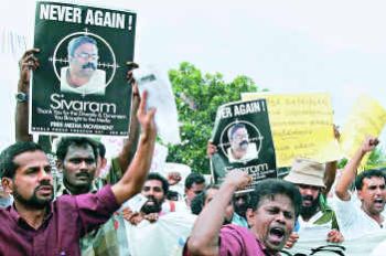 Demonstration to protest killing of journalist  D Sivaram May 3 2004 Colombo
