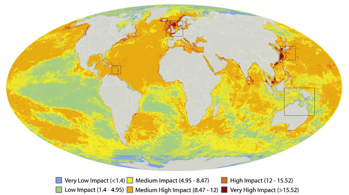 A Global Map of Human Impact on Global Marine Ecosystems, 2008 National Center for Ecological Analysis & Synthesis UC Santa Barbara