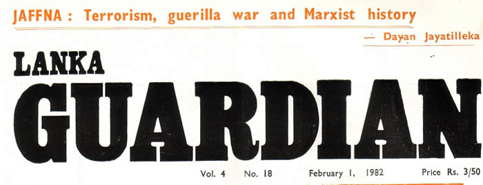 Lanka Guardian cover February 1 1982