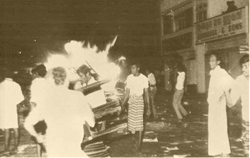 Tamils being burnt in their automobiles Colombo Sri Lanka July 1983
