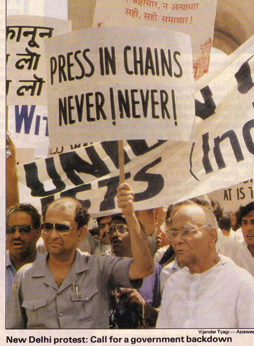 Press protest in India, Asiaweek Sept 23 1988