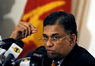 Sri Lankan Foreign Minister Rohitha Bogollagama in Colombo in ...