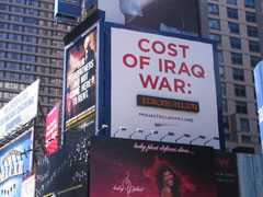 Billboard in NYC calculating cost of Iraq war (Nick J TaylorFlickr)