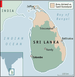 Area claimed as the Tamil homeland 