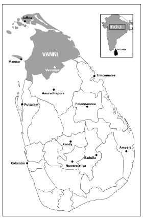 Sri Lanka map 2009 Vanni
