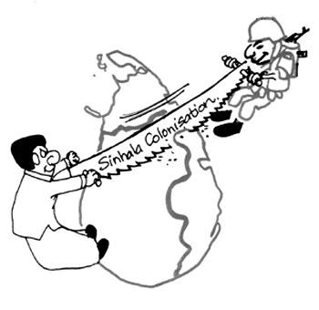 Sinhala colonization cartoon by Anonymous 1992