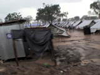 Manik Farm flooded August 15 2009 Sri Lanka Vavuniya Tamil detention camp