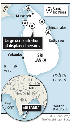 IDPs Sri Lanka map November 2009