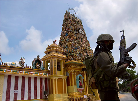 Nachchi Amman Temple Jaffna 2002 with Sinhalese soldier Sri Lanka