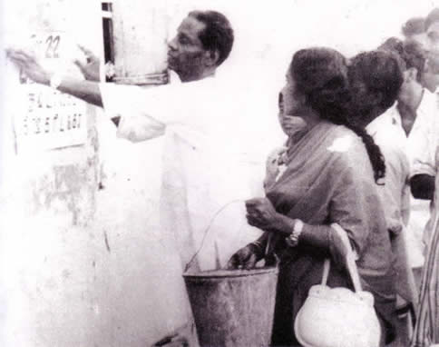 V. Dharmalingam with Mrs. M. Amirthalingam in 1972 Jaffna