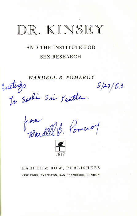 Wardell Pomeroy's autography in 1983