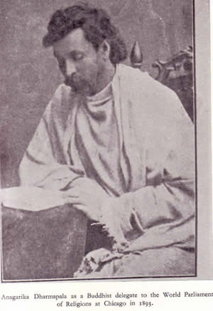 Angarika Dharmapala as a Buddhist delegate to the World Parliament of Religions in Chicago in 1893.