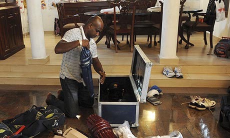 Sanath Jayasuriya packs his bags at his home in Borelasgamuwa, hours before leaving for England