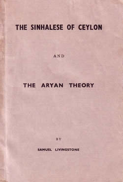 The Sinhalese of Ceylon and the Aryan Theory Samuel Livingstone book cover