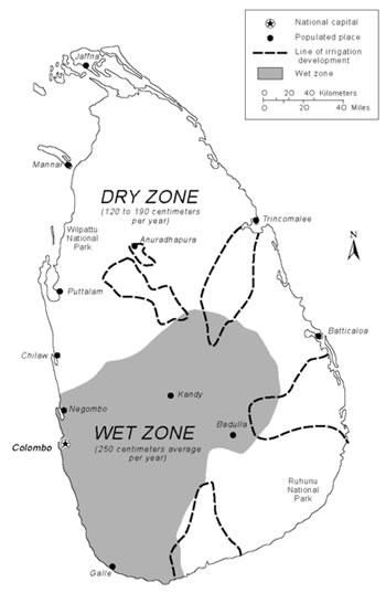 Sri Lanka Precipitation and Irrigation map 2011