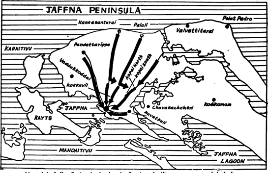 Map of Jaffna peninsula 
