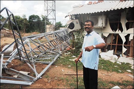 Tamilselvan & Kilinochchi's destroyed telecommunication tower