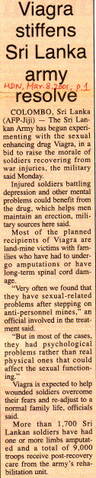 Viagra stiffens Sri Lanka army resolve AFP March 8 2005