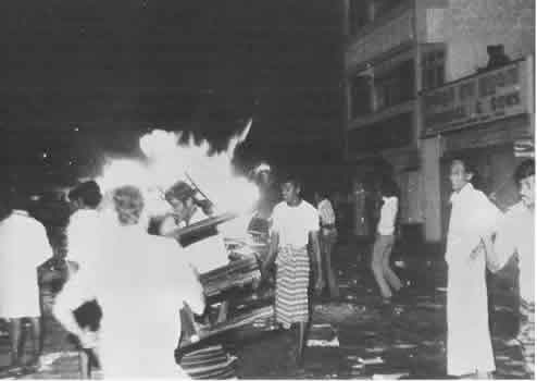 Tamil properties being burnt, Colombo, Black July 1983
