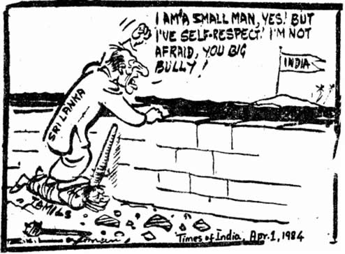 Cartoon on JR Jayawardene Tamils April 1, 1984