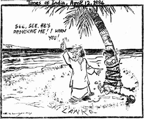 Cartoon on JR Jayawardene  Tamils April 12, 1984