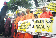 Monks demonstrating against Amb. Allan Rock, Colombo, November, 2006