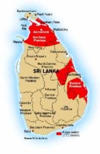 Areas under LTTE control, Frontline March, 2006