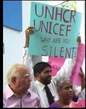 TNA's Sampathan & Raviraj protesting Vaharai bombing in front of Colombo UN Nov 9, 2006