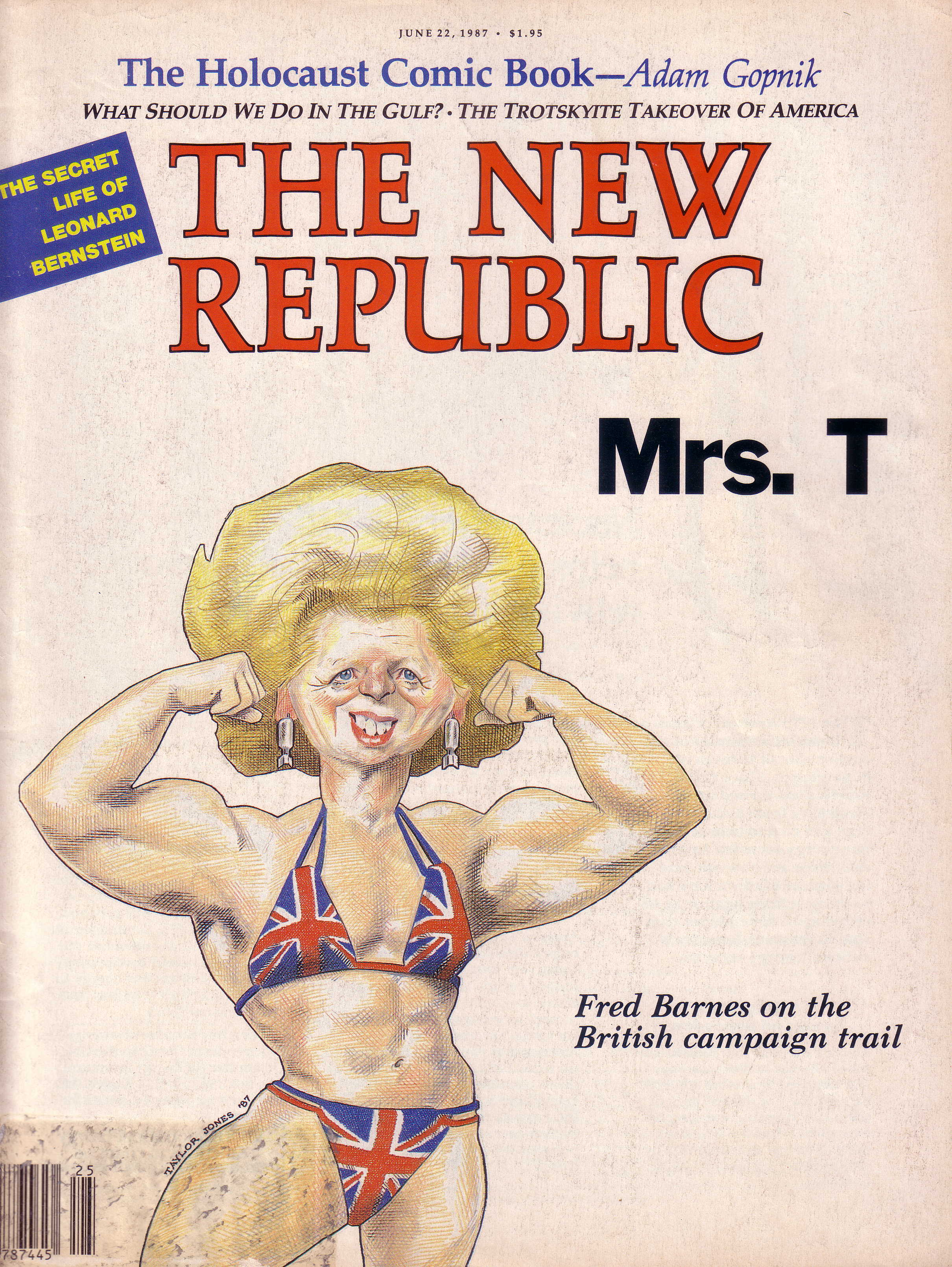 Thatcher as a muscle flexor - magazine cover 1987