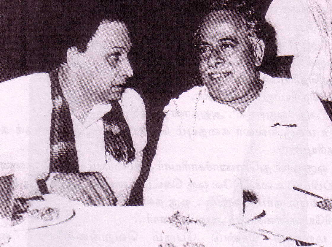 MGR with his DMK mentor C.N. Annadurai (in 1960s)