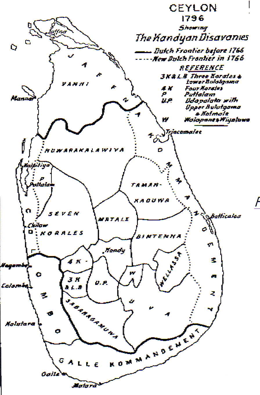 Ceylon Map in 1796, showing Kandyan Kingdom