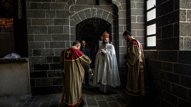 A priest prepared to administer the Easter Mass at the Surp Giragos Church in Diyarbakir, Turkey. It is the largest Armenian church in Turkey and the Middle East.