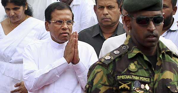 Sri Lanka President Maithripala Sirisena. Pic: AP.