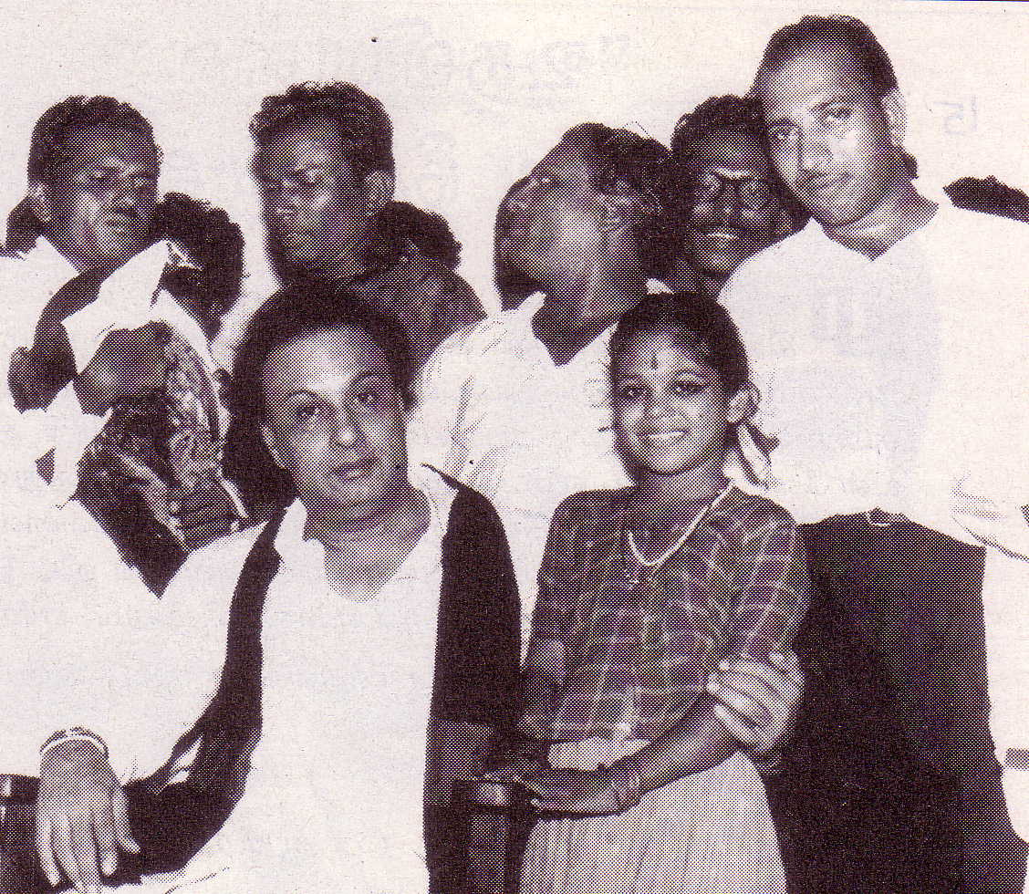 MGR (seated) with his 'double' K.P Ramakrishnan (rt) - circa 1960s